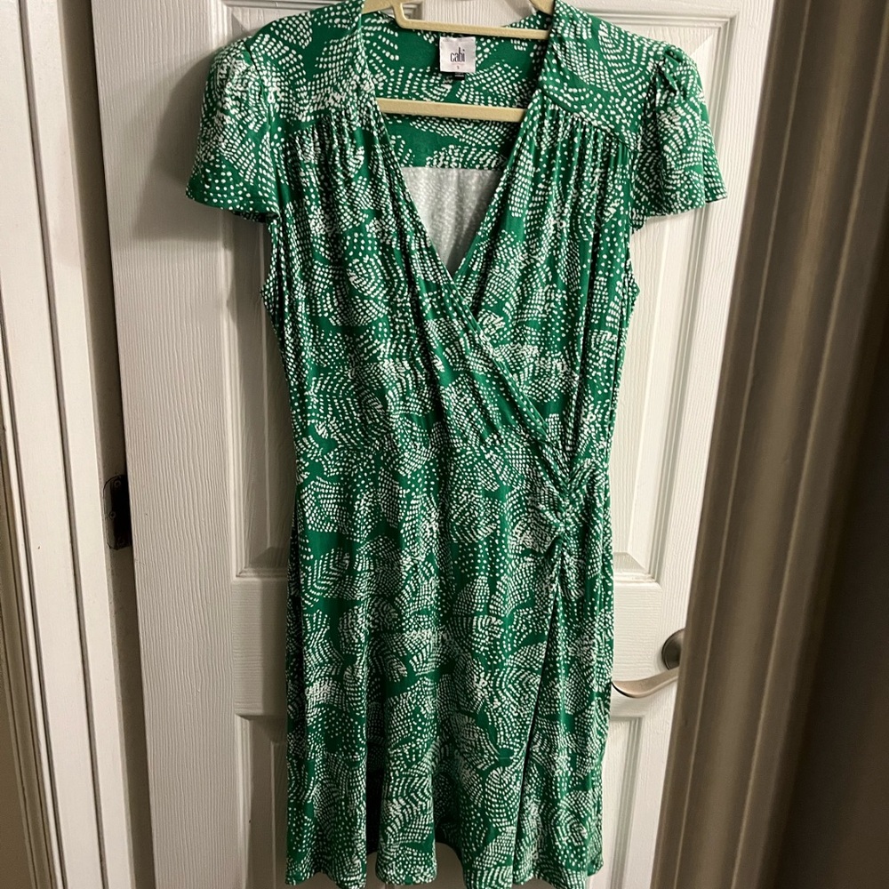 cabi Chic Green Wrap Dress s